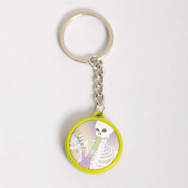 Skeleton Bong 1 Inch Button Keychain