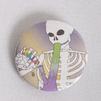Skeleton Smoking Bong 1 Inch Button