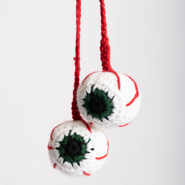 Dark Green Eyeball Crochet Hanger