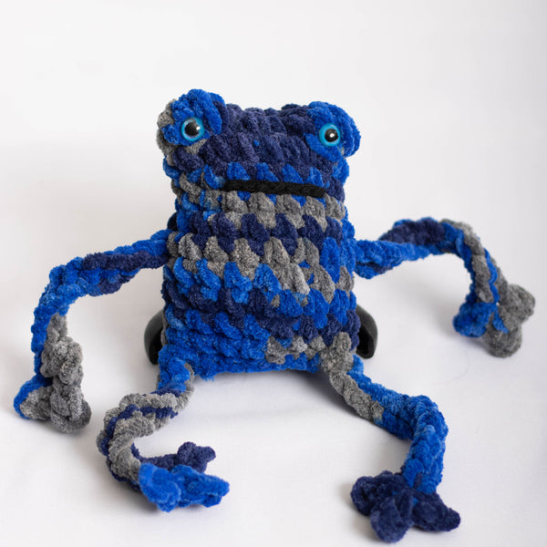 Blue Crochet Leggy Frog Plushie