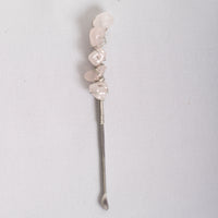 Rose Quartz Crystal Dab Tool Silver Wire