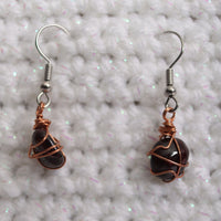 Garnet Crystal Earrings Copper Wire