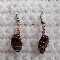 Garnet Crystal Earrings Copper Wire