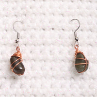 Labradorite Crystal Earrings Light Copper Wire
