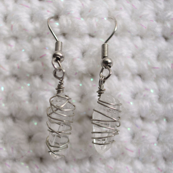 Laser Quartz Crystal Earrings