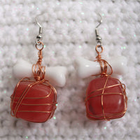 Strawberry Quartz Crystal With Fake Bone Earrings