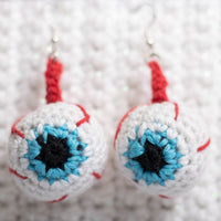 Light Blue Eyeball Crochet Earrings