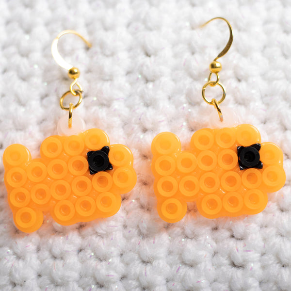 Orange Fish Perler Bead Earrings