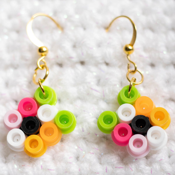 Lesbian Pride Flag Flower Perler Bead Earrings
