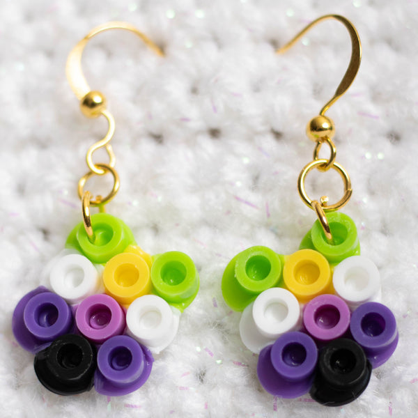 Non Binary Pride Flower Perler Bead Earrings