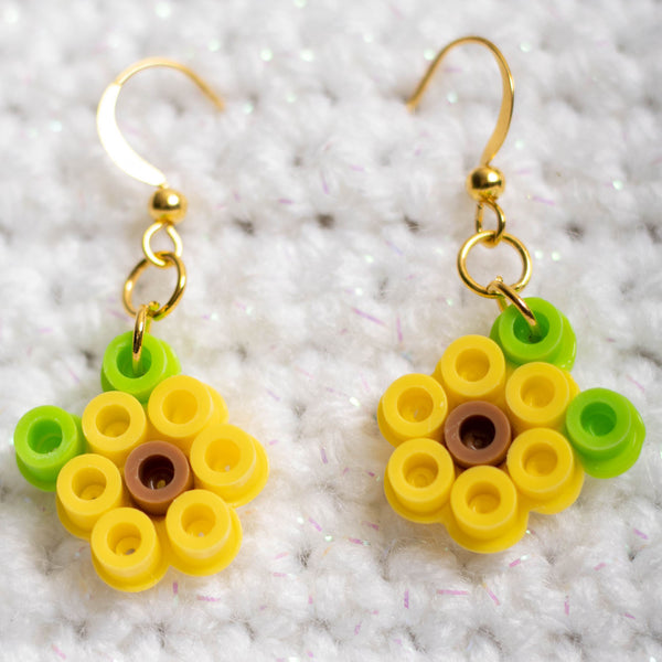 Sunflower Perler Bead Earrings