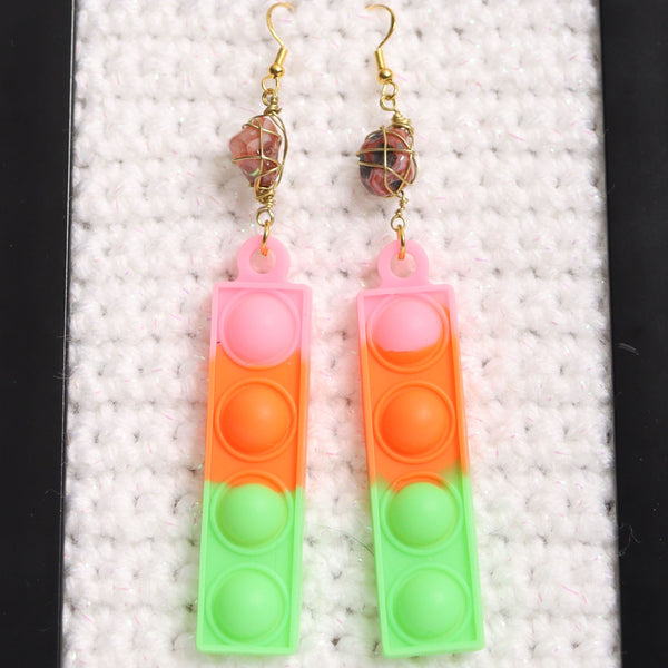 Carnelian Crystal Pop It Fidget Earrings