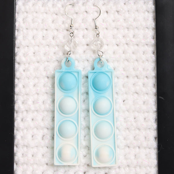 Clear Quartz Crystal Pop It Fidget Earrings