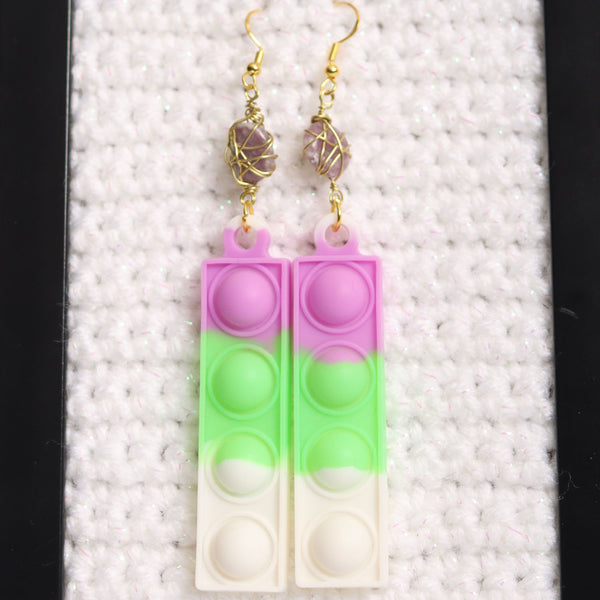 Lepidolite Crystal Pop It Fidget Earrings