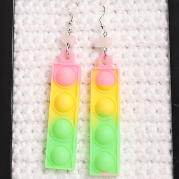 Rose Quartz Crystal Pop It Fidget Earrings