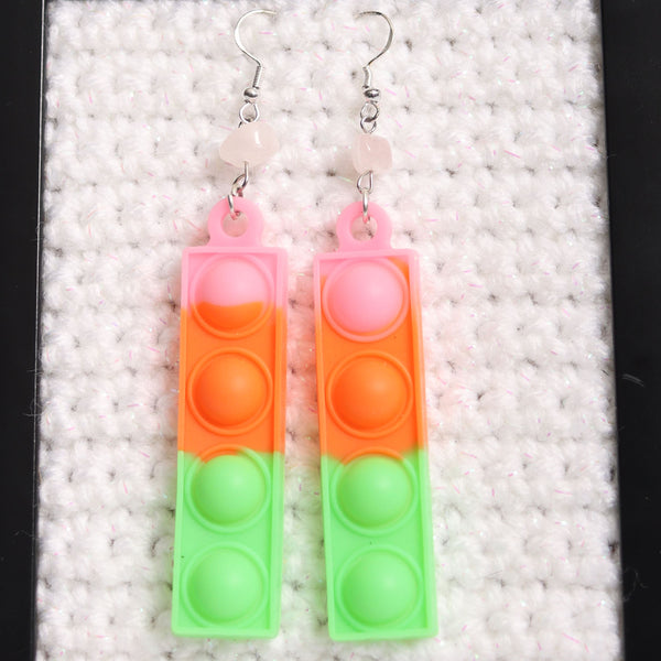 Rose Quartz Crystal Pop It Fidget Earrings