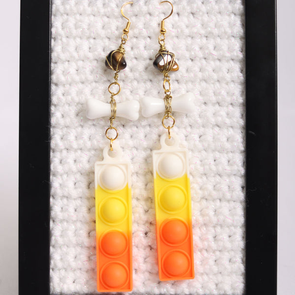 Tigers Eye Crystal Pop It Fidget Fake Bone Earrings
