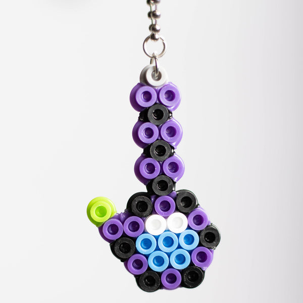Purple and Black Bong Perler Bead Keychain