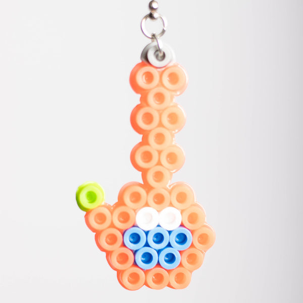 Orange Bong Perler Bead Keychain