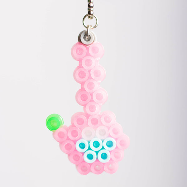 Pink Glow in the Dark Bong Perler Bead Keychain