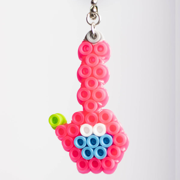 Magenta Bong Perler Bead Keychain