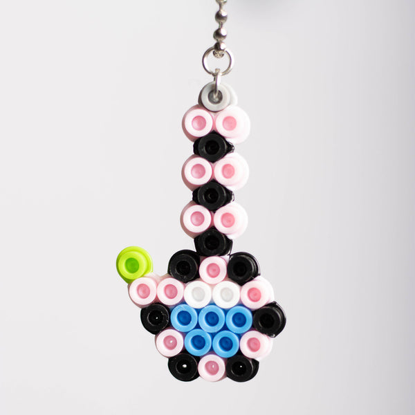 Pink and Black Bong Perler Bead Keychain