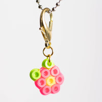 Magenta Flower Perler Bead Keychain