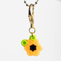 Orange Flower Perler Bead Keychain