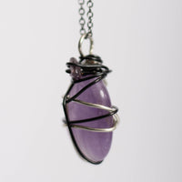 Double Amethyst Crystal plus Black Wire Pendant