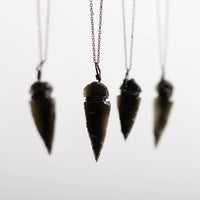 Black Obsidian Crystal Arrowhead Pendant