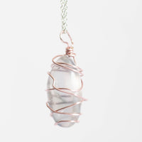 Angel Aura Quartz Crystal Pendant Pink Wire