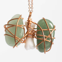 Double Green Aventurine Pendant Fake Bone