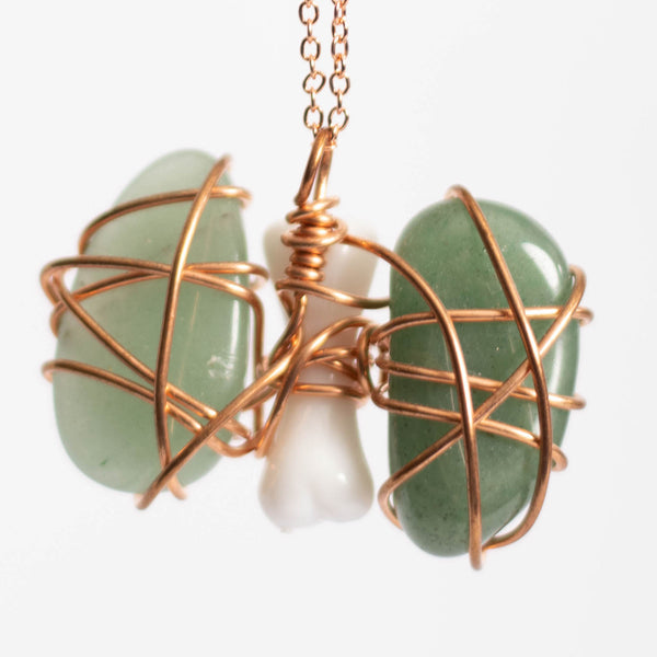 Double Green Aventurine Pendant Fake Bone
